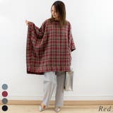 レッド | ビエラチェックポンチョ | A.NATALY