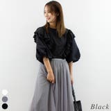ブラック | バルーンスリーブフリルブラウス | A.NATALY