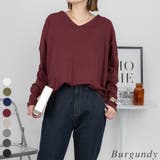 バーガンディ- | ドルマンスリーブVネックTシャツ | A.NATALY