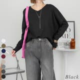 ブラック | ドルマンスリーブVネックTシャツ | A.NATALY