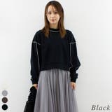ブラック | 裏毛配色メロー短丈プルオーバー | A.NATALY