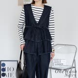 ワンウォッシュネイビー | フリルティアードデニムベスト | A.NATALY