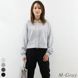 M-グレー | 裏毛襟付きジップカーディガン | A.NATALY