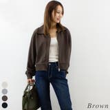 ブラウン | 裏毛襟付きジップカーディガン | A.NATALY