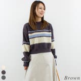 ブラウン | アルパカタッチボーダークロップドプルオーバー | A.NATALY