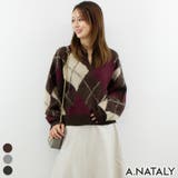 ブラウン | アクリルモヘアアーガイルキーネックプルオーバー | A.NATALY