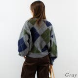 アクリルモヘアアーガイルキーネックプルオーバー | A.NATALY | 詳細画像3 