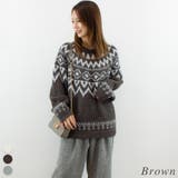 ブラウン | ノルディック柄Uネックプルオーバー | A.NATALY