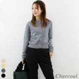 チャコール | フラワー刺繍クロップドカーディガン | A.NATALY