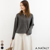 チャコール | ミックスニットジップブルゾン | A.NATALY