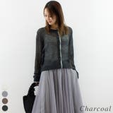 チャコール | 透かしモヘア配色カーディガン | A.NATALY