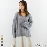M-グレー | ケーブルVネックプルオーバー | A.NATALY