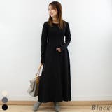 ブラック | リブフレアニットワンピース | A.NATALY