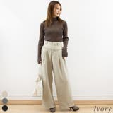 アイボリー | ツィード切替フリンジパンツ | A.NATALY