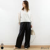 ブラック | サテンサイドラインパンツ | A.NATALY