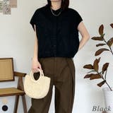 ブラック | 麻綿ドローストリングスノースリーブシャツ | A.NATALY