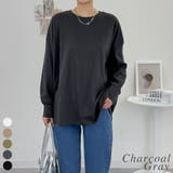 チャコールグレー | オーバーサイズ裾ラウンドカットソー | A.NATALY