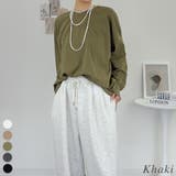 カーキ | オーバーサイズ裾ラウンドカットソー | A.NATALY