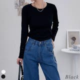 ブラック | 袖口ボタンリブロングTシャツ | A.NATALY