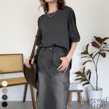 チャコールグレー | 袖タックラグランスリーブ半袖トップス | A.NATALY