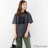 チャコール | レースロゴ刺繍Tシャツ | A.NATALY