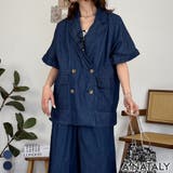ネイビー | エアリーデニム半袖シャツジャケット | A.NATALY