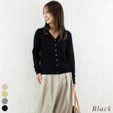 ブラック | 麻タッチメタル釦シアーカーディガン | A.NATALY