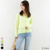 ライム | 麻タッチメタル釦シアーカーディガン | A.NATALY