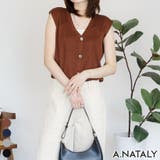 ブラウン | シアーフロントボタンVネックベスト | A.NATALY