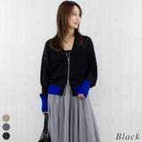 ブラック | バイカラーニットカーディガン | A.NATALY
