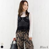ブラック | クロシェ編みフリンジベスト | A.NATALY