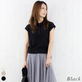 ブラック | 夏ブークレー柄編みフレンチポロニット | A.NATALY