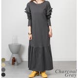 チャコールグレー | ダブルフリル長袖ワンピース | A.NATALY