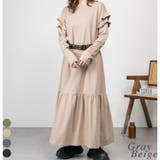 グレーベージュ | ダブルフリル長袖ワンピース | A.NATALY