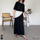 ブラック | 袖タックバルーンスリーブ半袖ワンピース | A.NATALY