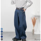 ネイビー | ルーズワイドパンツ | A.NATALY
