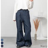 ネイビー | ドレープワイドフレアパンツ | A.NATALY