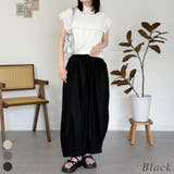 ブラック | 綿麻キュロットピエロパンツ | A.NATALY