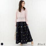 ブラック | プリントギャザースカート | A.NATALY