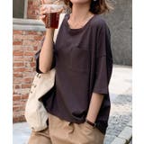 チャコール | ポケット付きTシャツ コットン100% ラウンドヘム | ad thie