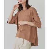 ブラウン | ポケット付きTシャツ コットン100% ラウンドヘム | ad thie