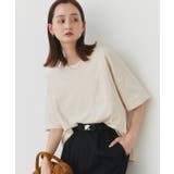 アイボリー | ポケット付きTシャツ コットン100% ラウンドヘム | ad thie