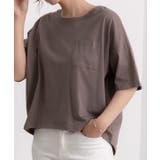 モカ | ポケット付きTシャツ コットン100% ラウンドヘム | ad thie