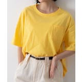 イエロー | ポケット付きTシャツ コットン100% ラウンドヘム | ad thie