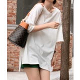 オフホワイト | オーバーサイズチュニックTシャツ レディース カット | ad thie