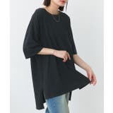 ブラック | オーバーサイズチュニックTシャツ レディース カット | ad thie
