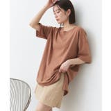 ブラウン | オーバーサイズチュニックTシャツ レディース カット | ad thie
