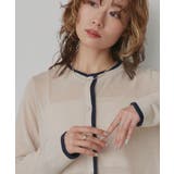 ベージュ×ネイビー | 【新色追加】カーディガン シアー クルーネック | ad thie