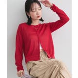 レッド | カーディガン シアー クルーネック | ad thie