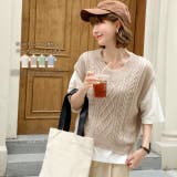 ケーブルニット×Tシャツセット セットアップ 半袖 | ad thie | 詳細画像1